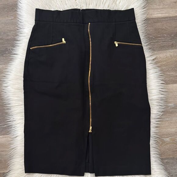 Banana Republic Black and Gold Knee-Length Pencil Skirt - Picture 1 of 9